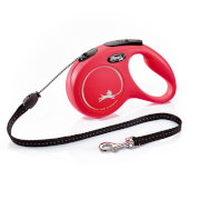 Поводок-рулетка для прогулок с собакой Flexi New Classic M Cord 5 m 022603 Red, до 20 кг, трос
