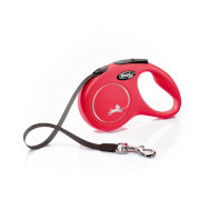 Поводок-рулетка Flexi New Classic S Tape 5 m 023204 Red для выгула собак, до 15 кг, ремень