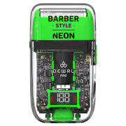 Шейвер с прозрачным корпусом Dewal Pro Barber Style Neon 03-082 Green для бритья аккумуляторно-сетевой, USB-C, 5 Вт