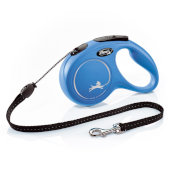 Поводок-рулетка для прогулок с собакой Flexi New Classic M Cord 5 m 022610 Blue, до 20 кг, трос