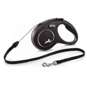 Поводок-рулетка для выгула собак Flexi New Classic S Cord 5 m 022528 Black, до 12 кг, трос