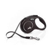 Поводок-рулетка Flexi New Classic S Tape 5 m 023228 Black для выгула собак, до 15 кг, ремень