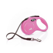 Поводок-рулетка Flexi New Classic S Tape 5 m 023235 Pink для выгула собак, до 15 кг, ремень